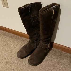 Knee high suede leather boots